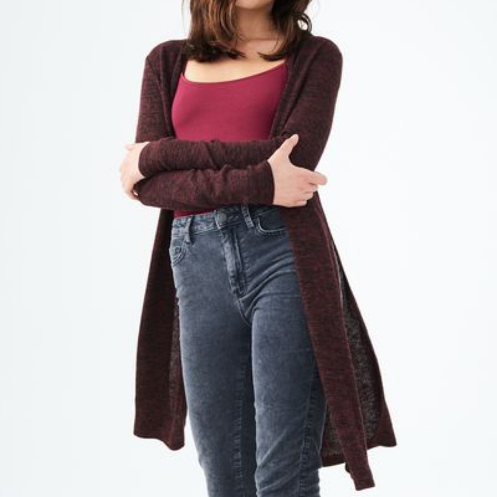 Aeropostale METALLIC SPLIT-HEM CARDIGAN BURGUNDY